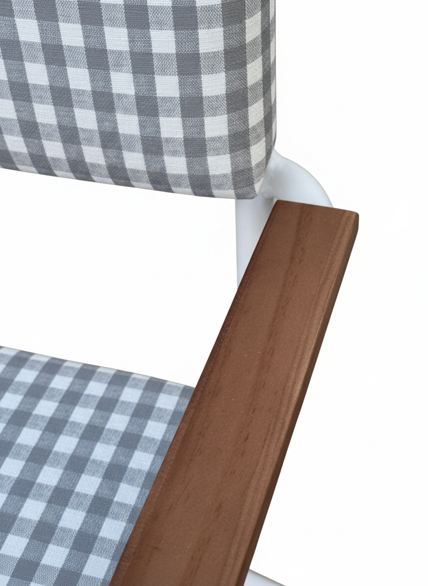 Taburete Vichy blanco con brazos