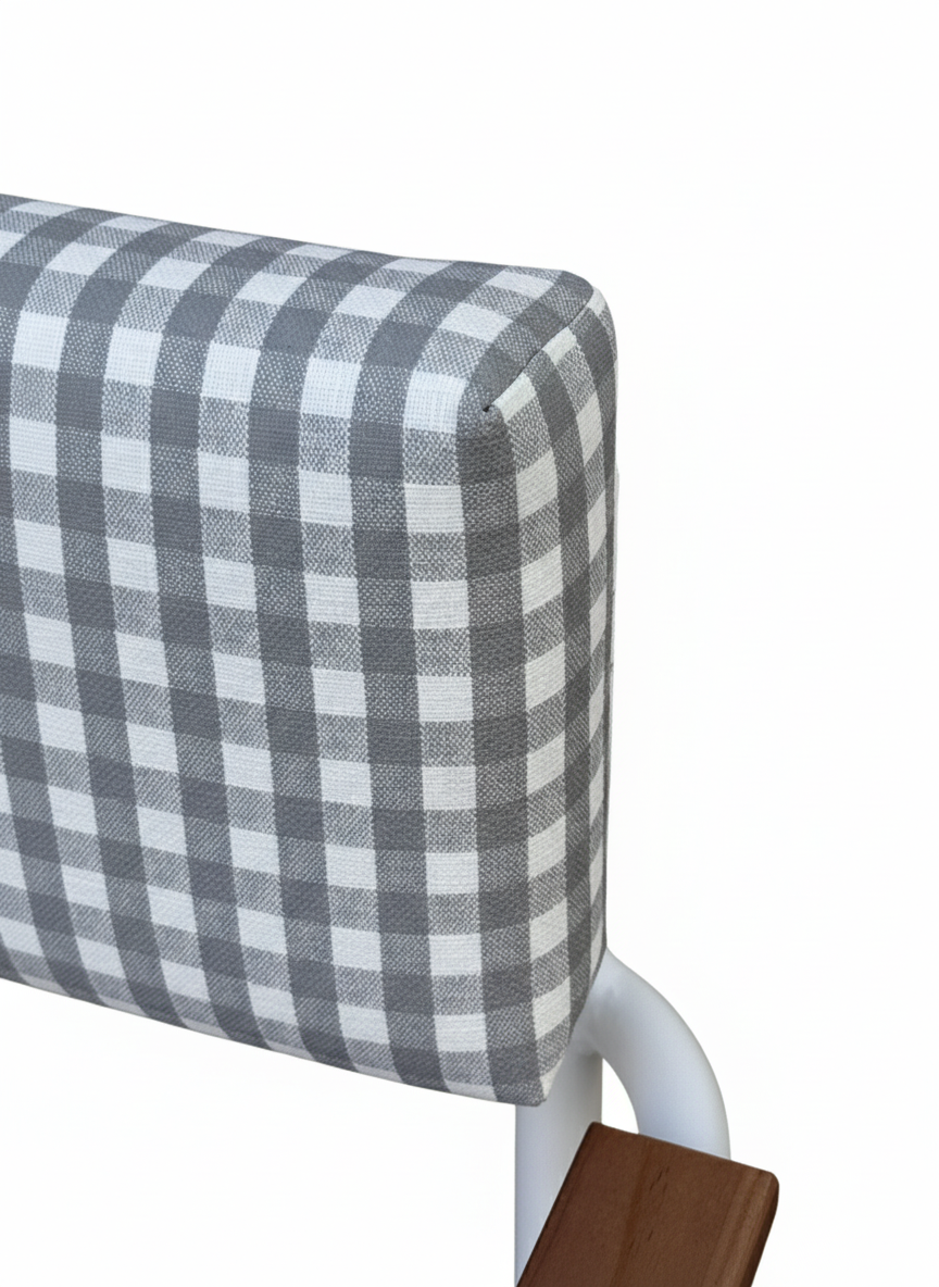 Taburete Vichy blanco con brazos