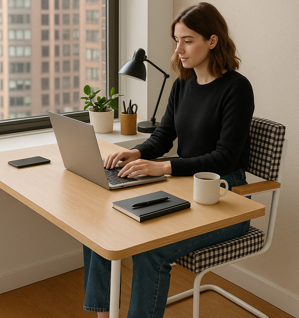 Silla blanca vichy colores