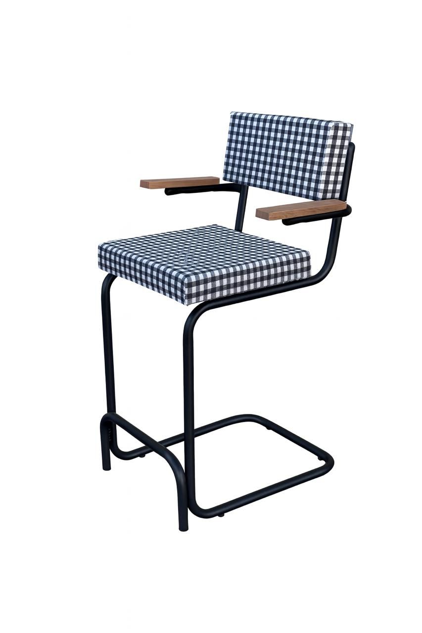 taburete tapizado vichy con brazos